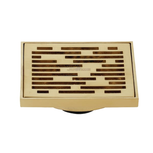 BSF6310BB Watercourse Transit 4" Square Grid Shower Drain, Brass